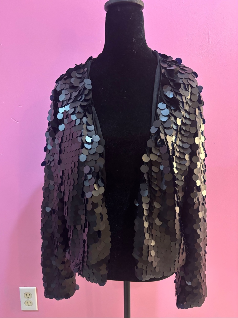 Boohoo Black Sequin Statement Blazer